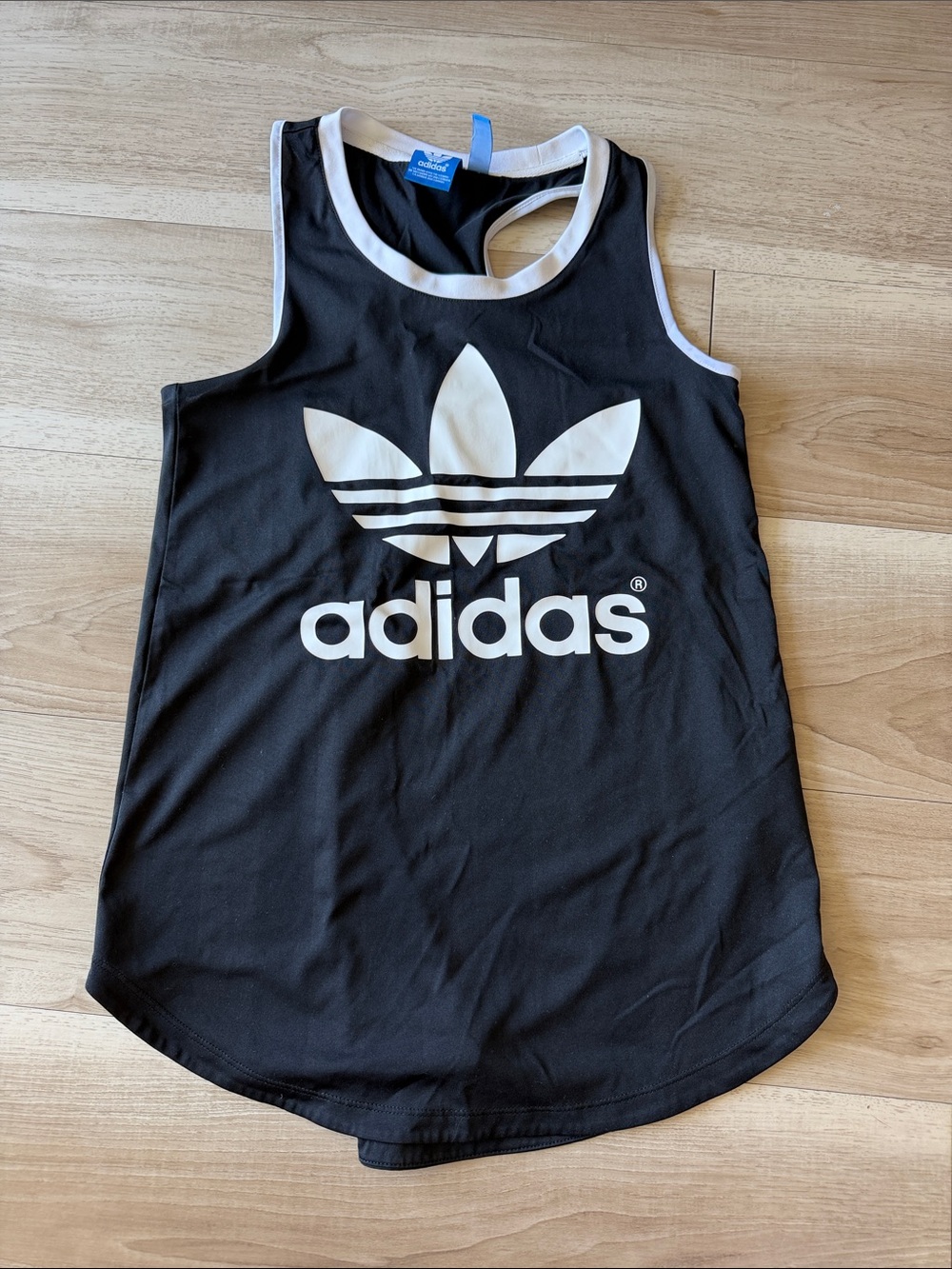 adidas Black and White Trefoil Racerback Tank